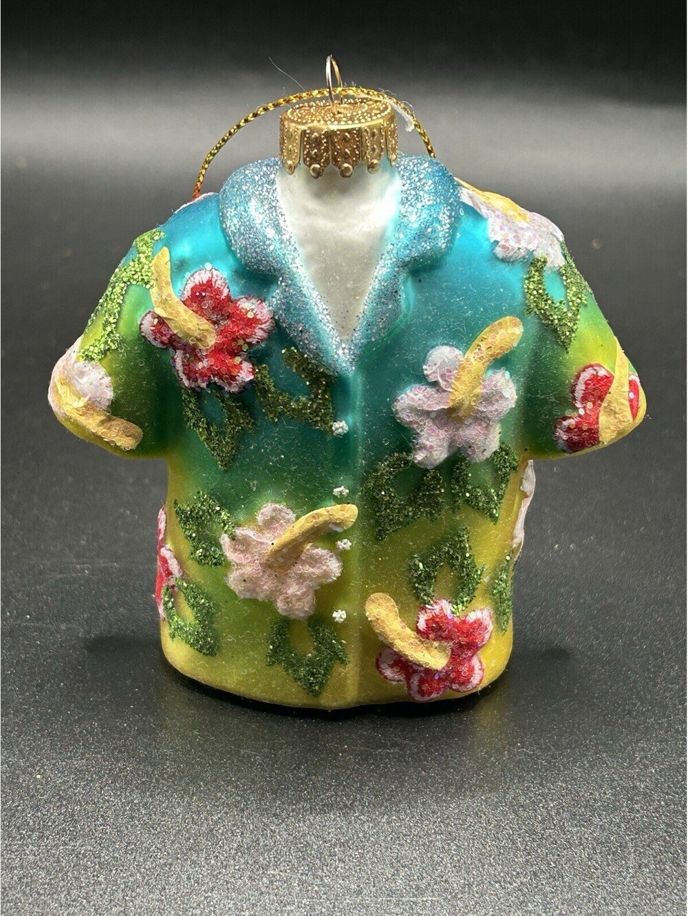 Robert Stanley Hawaiian Shirt Vacation Blown Glass Christmas Ornament Cruise